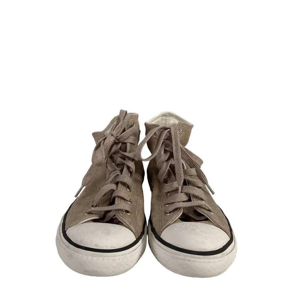 Converse All Star Girls Pink/Beige Metallic Lace Up High Top Sneakers - 4 - Picture 2 of 8